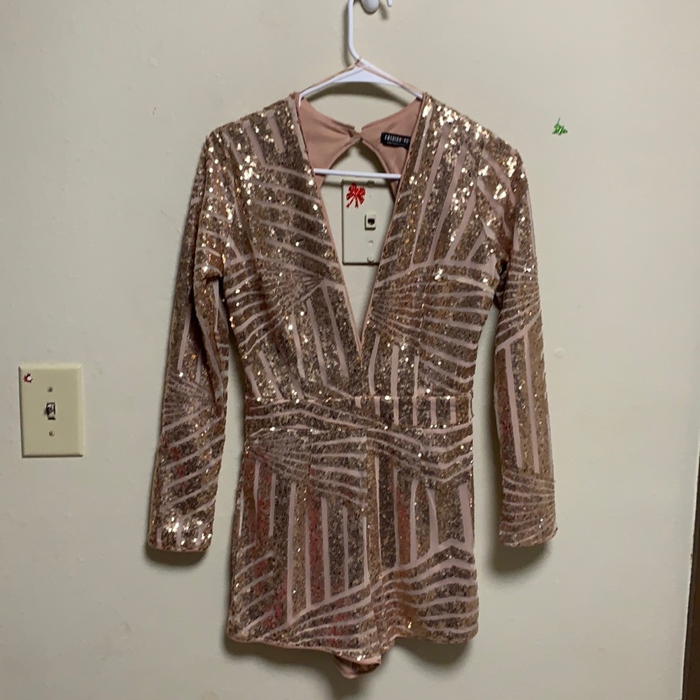 Rose gold long sleeved romper